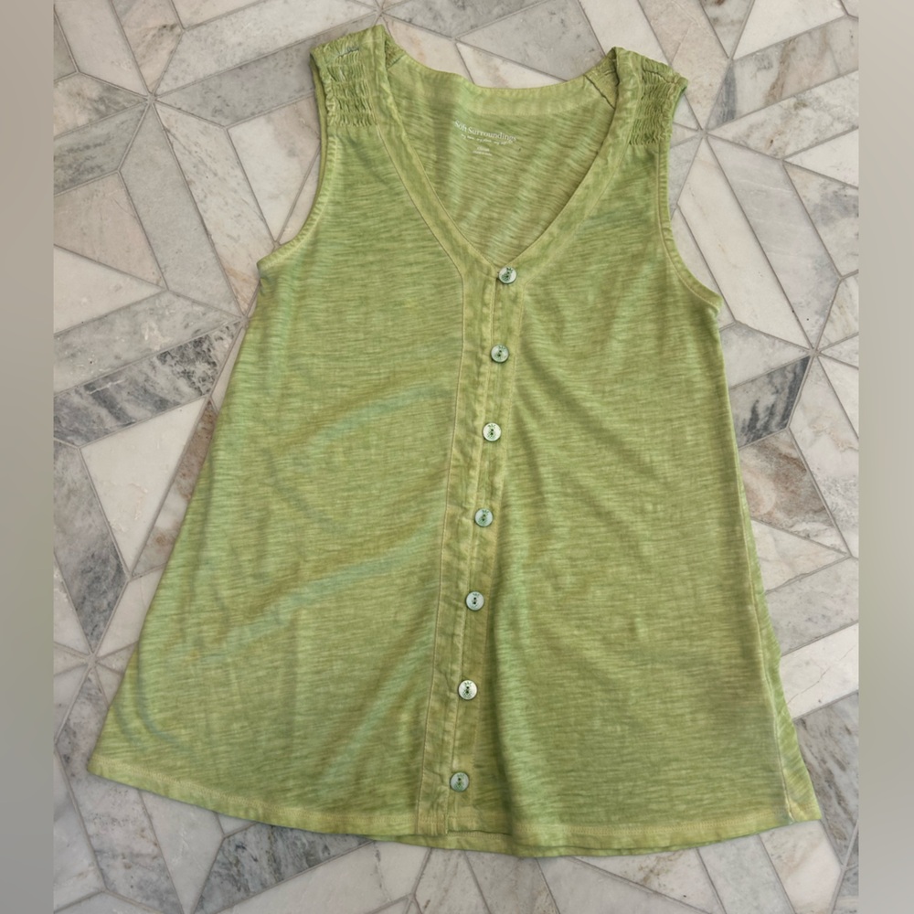 Soft Surroundings Green Button-Down Top